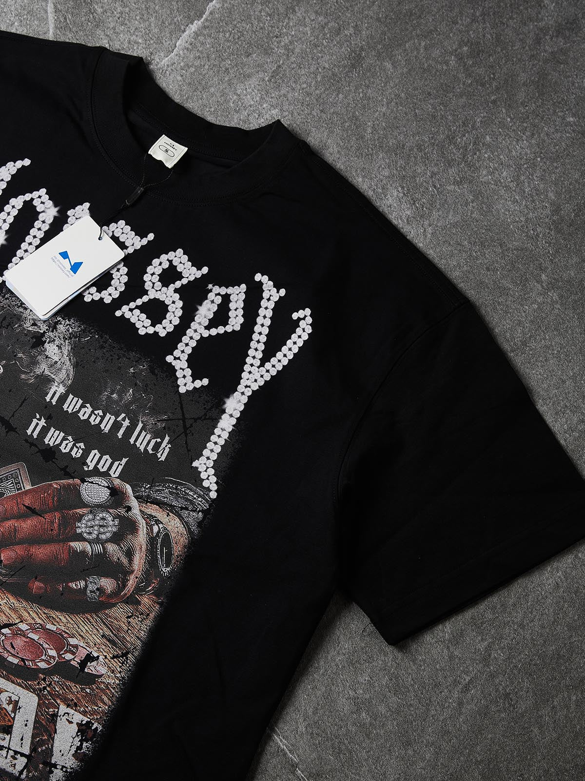 NOISSEY "Who Cares? Get Some Money" Tee - Jet Black 255G Heavyweight Boxy Oversized Gothic Diamond T-Shirt