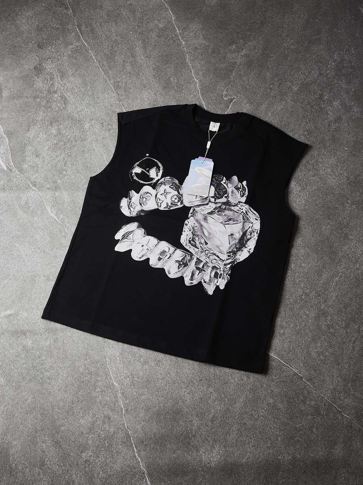 NOISSEY "Liquid Metal Teeth" Graphic Tanktop - Onyx Black Heavyweight Hot-Fix Crafted Sleeveless Tee