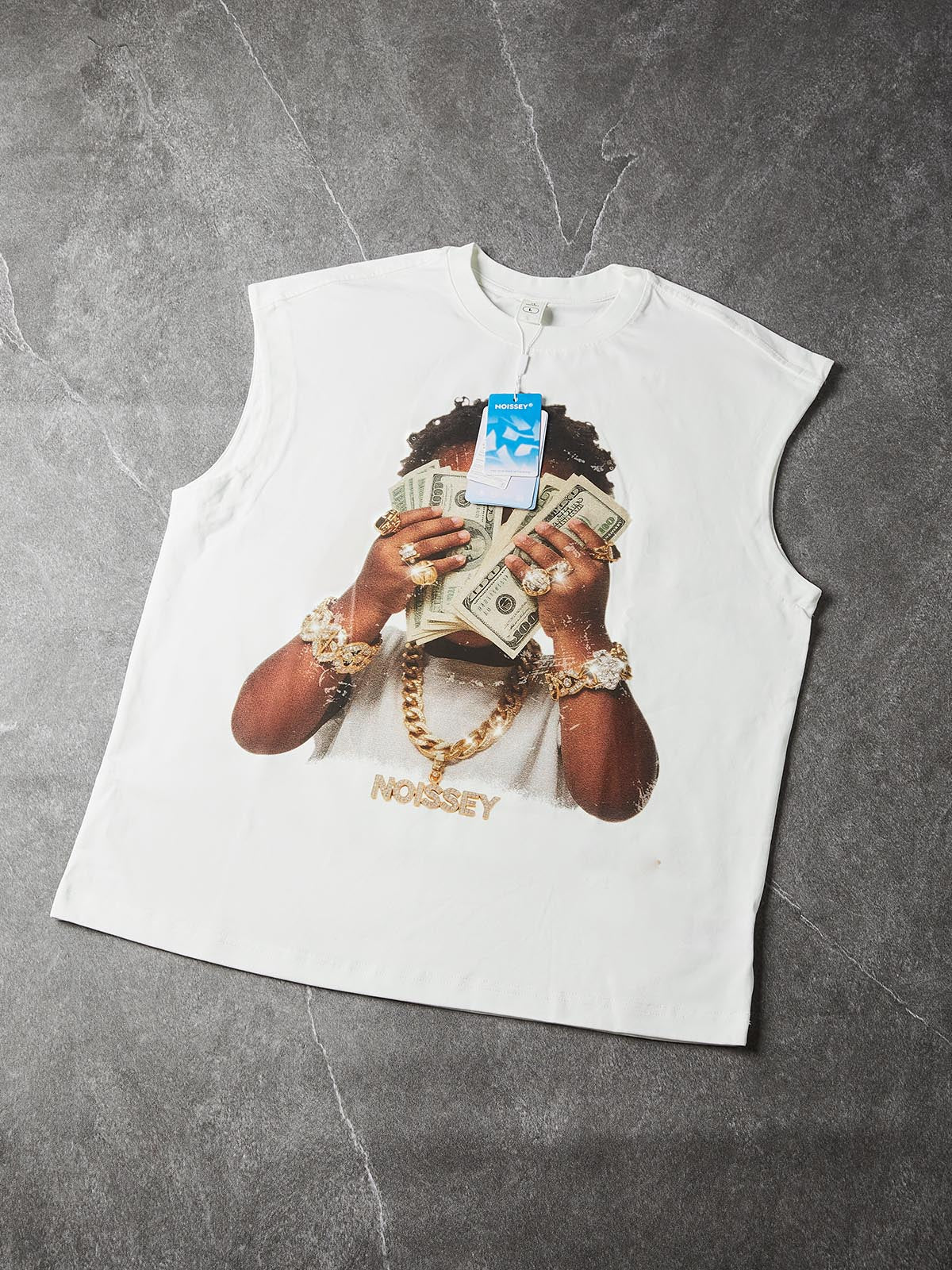 NOISSEY Wealthy Baby Vintage Print Tank Top