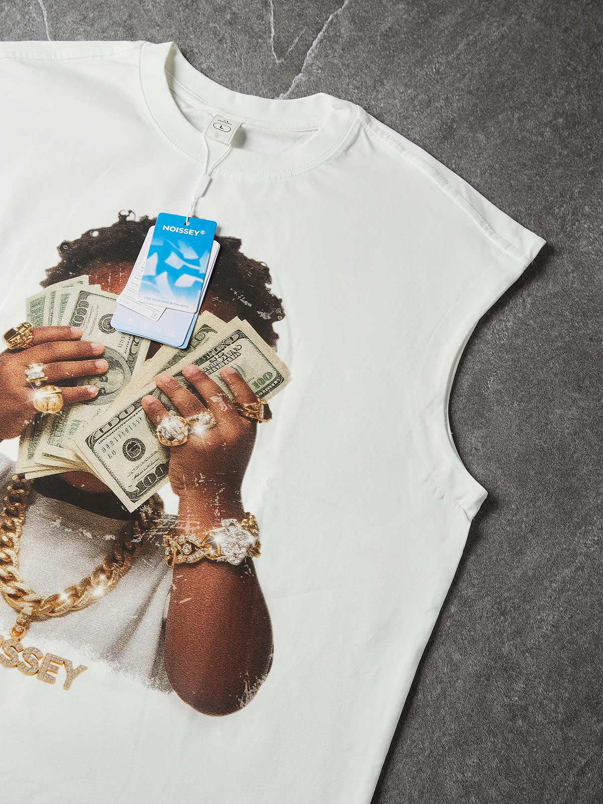 NOISSEY Wealthy Baby Vintage Print Tank Top