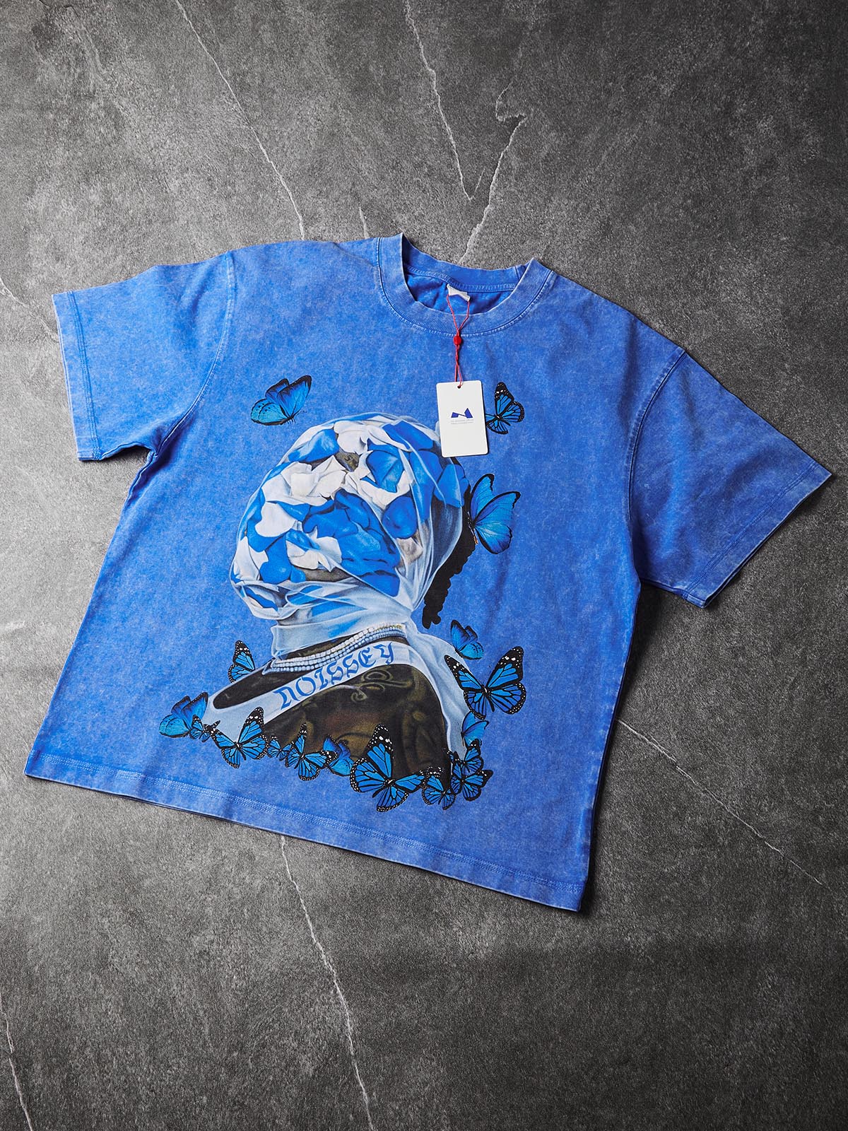 NOISSEY "Blue Butterfly" Blue Tee - Vintage Graphic T-Shirt