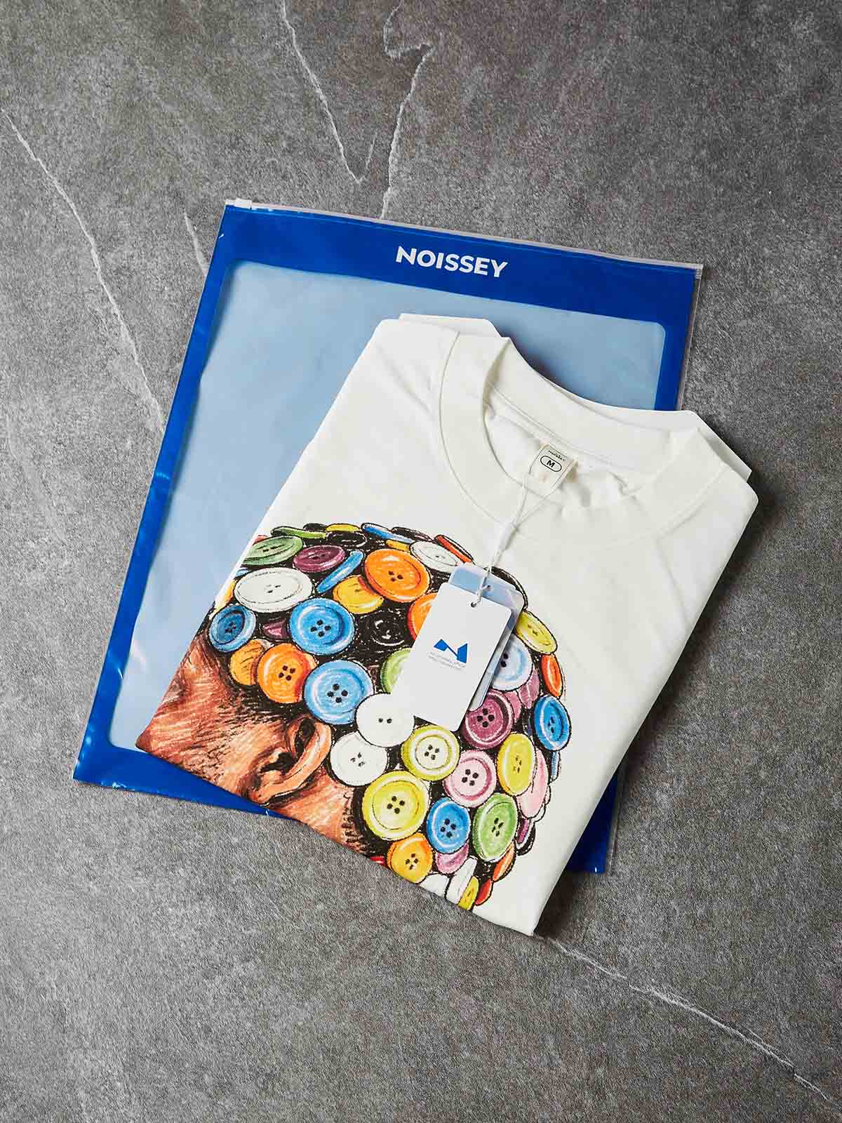 NOISSEY "Button Necklace" White Tee - DIY Combo T-Shirt