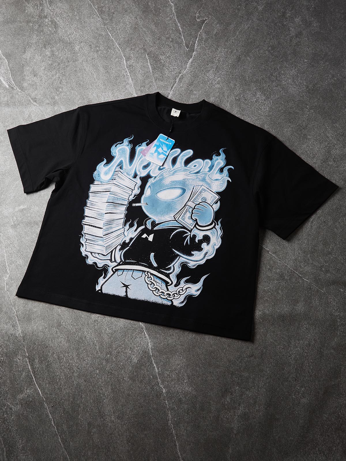 NOISSEY "Money Flame Boy" Boxy Heavyweight Art Tee - Black