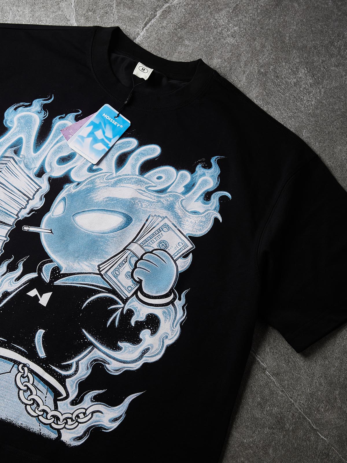 NOISSEY "Money Flame Boy" Boxy Heavyweight Art Tee - Black