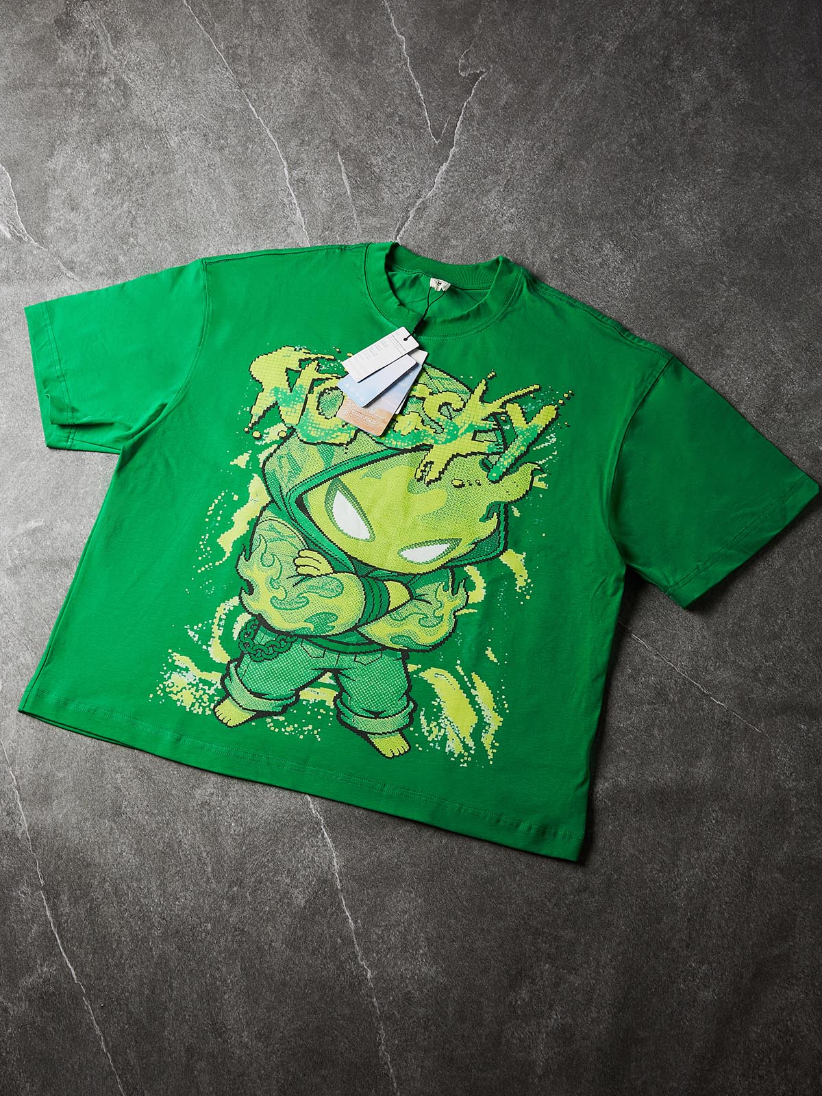 NOISSEY "Cyber Spark" Green Tee - Boxy Graffiti T-Shirt