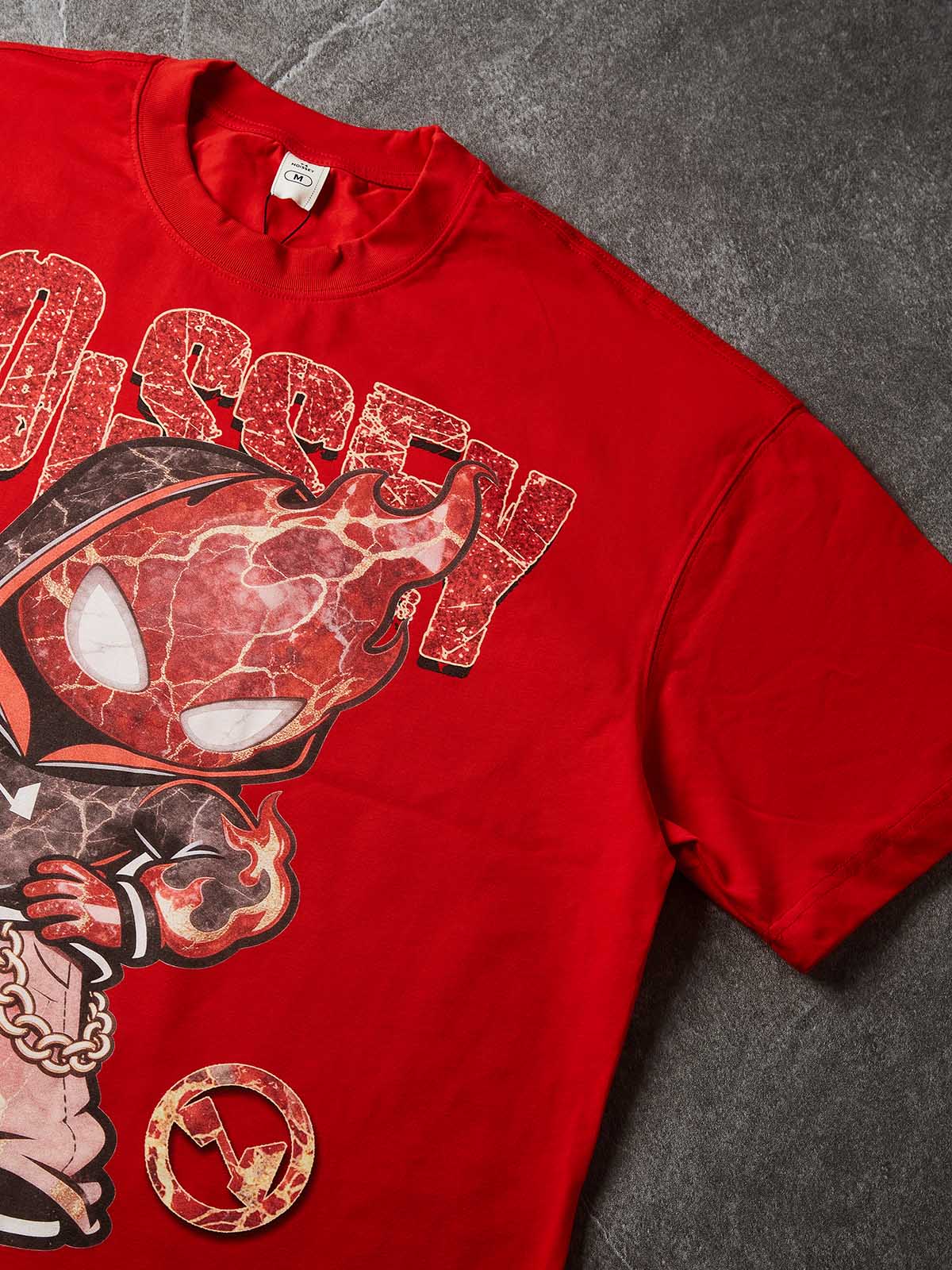 NOISSEY "Marble Spark" Red Tee - Boxy Glitter T-Shirt