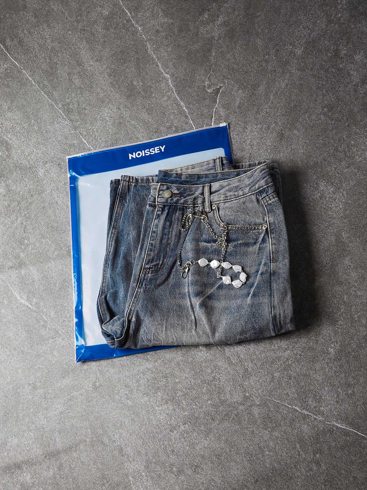NOISSEY Ocean Washed Relaxed Denim Shorts (Premium Jewelry Chain Included) - Vintage Indigo