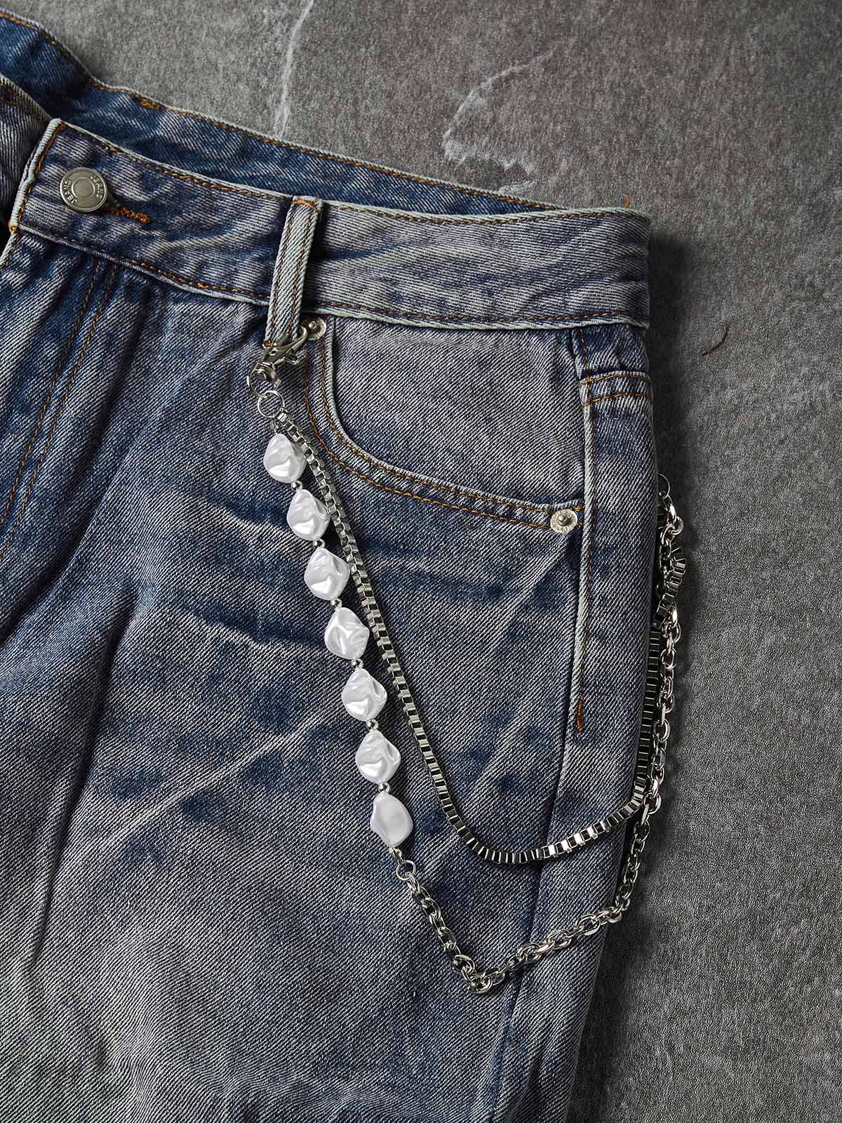 NOISSEY Ocean Washed Relaxed Denim Shorts (Premium Jewelry Chain Included) - Vintage Indigo