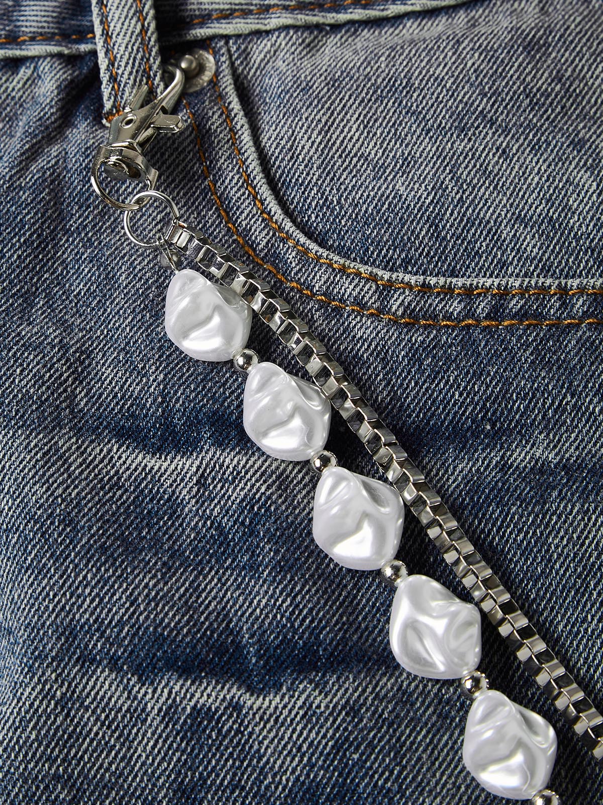 NOISSEY Ocean Washed Relaxed Denim Shorts (Premium Jewelry Chain Included) - Vintage Indigo