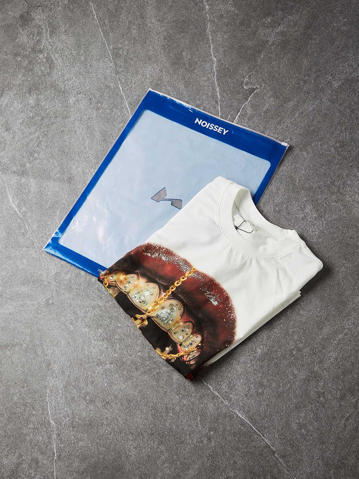 NOISSEY "Golden Cross Grills" Tee - Clean White Boxy Luxury Streetwear T-Shirt