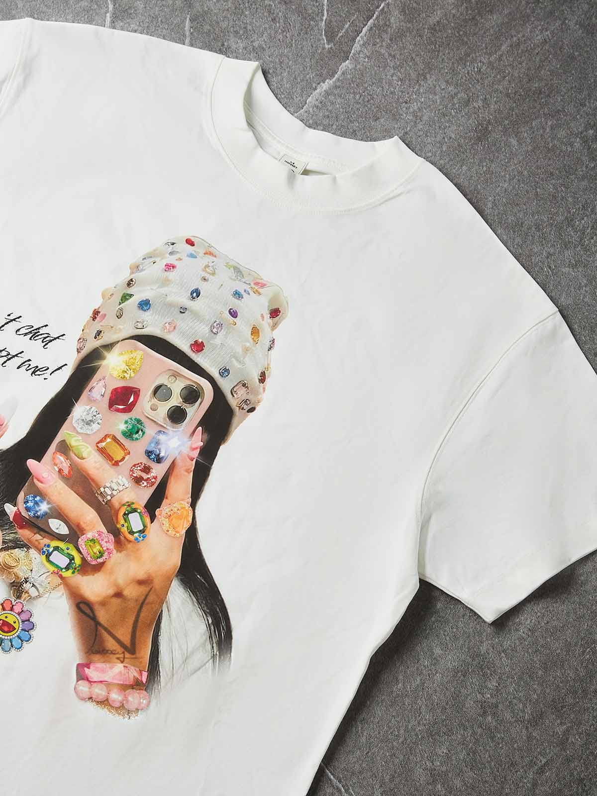 NOISSEY "Don't ChatGPT Me" Mirror Selfie T-Shirt - White 255G Heavyweight Oversized Fit