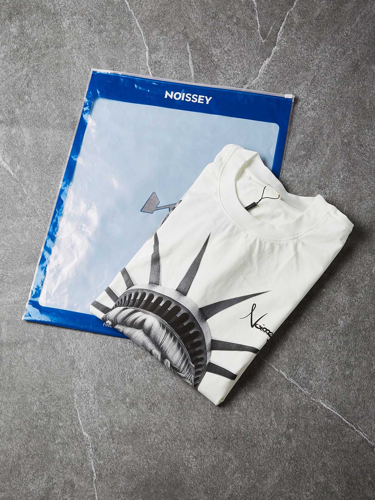 NOISSEY "Weeping Liberty" Tee - Clean White 255G Heavyweight Boxy Oversized Crying Goddess Graphic T-Shirt