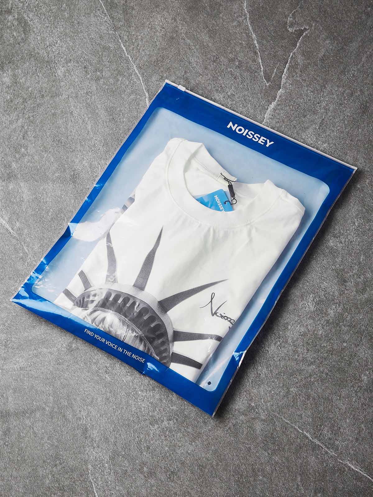 NOISSEY "Weeping Liberty" Tee - Clean White 255G Heavyweight Boxy Oversized Crying Goddess Graphic T-Shirt