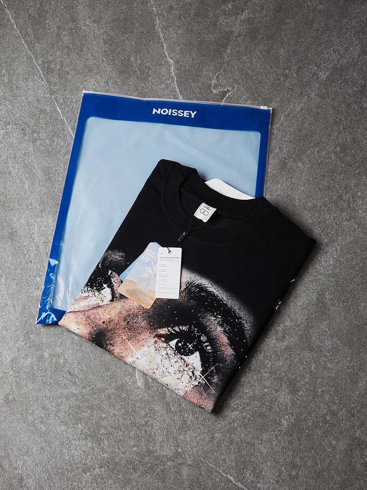 NOISSEY "Peace & Love" Black Boxy Tee - Diamond Tears Graphic