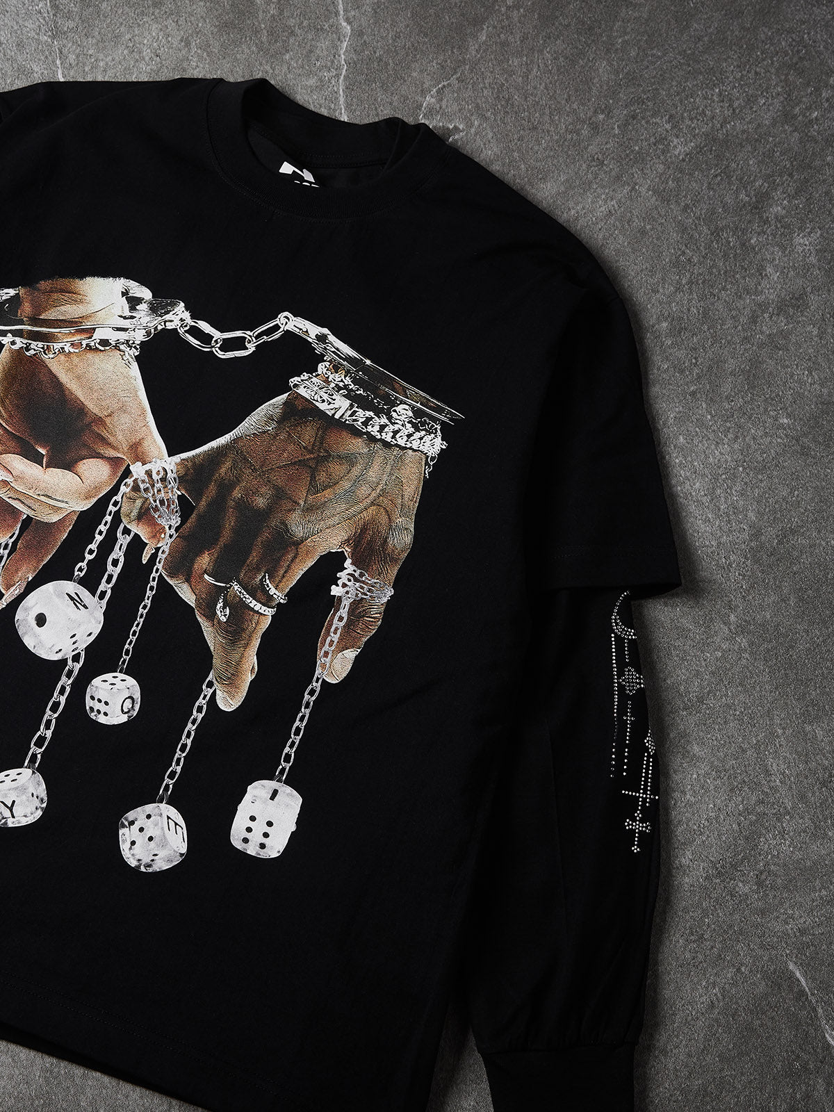 "Make a Promise" Print Long Sleeve with Diamond Accents on Sleeves