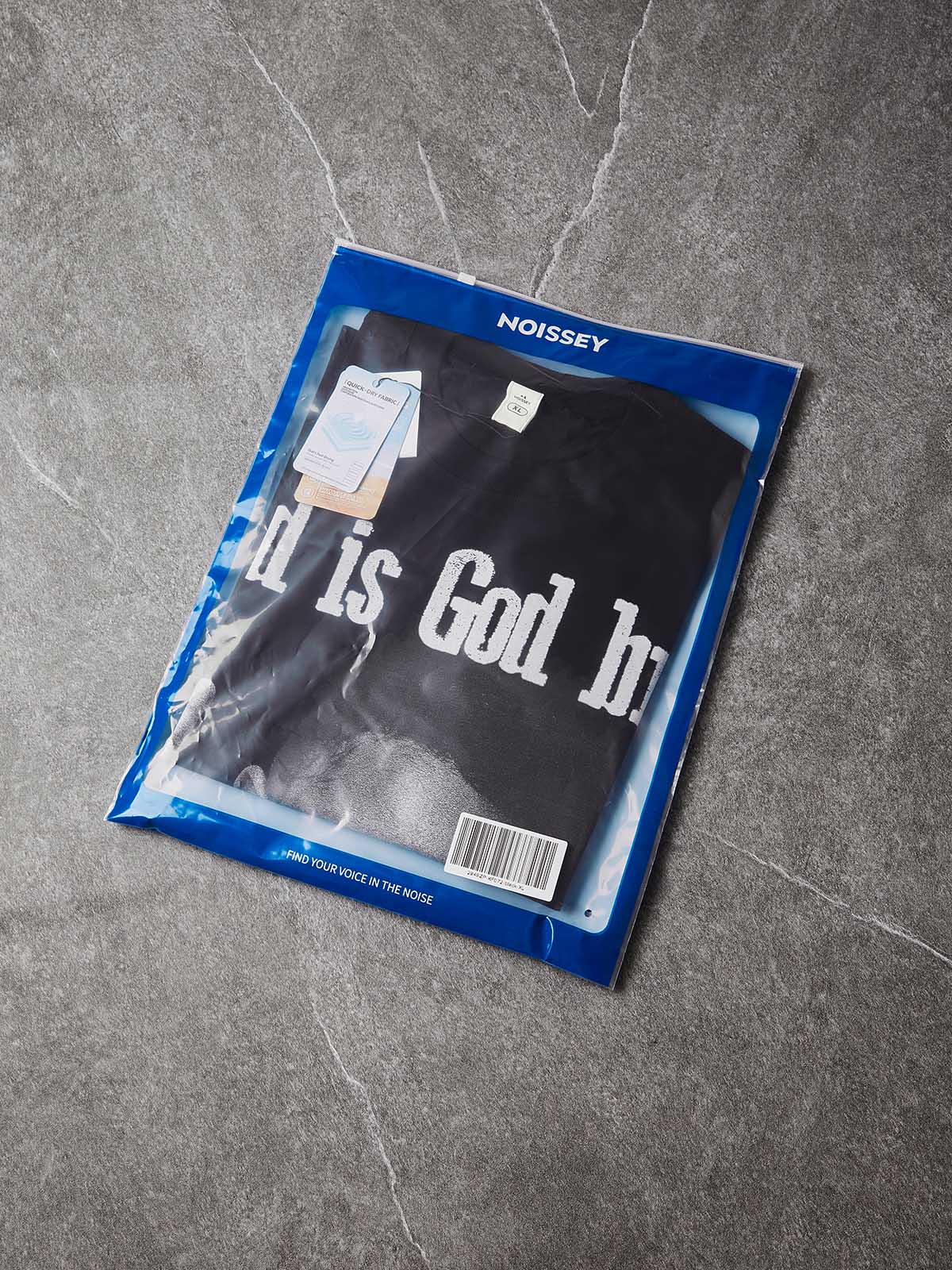 NOISSEY "God Is God Bro" Black Boxy Tee - Vintage Graphic