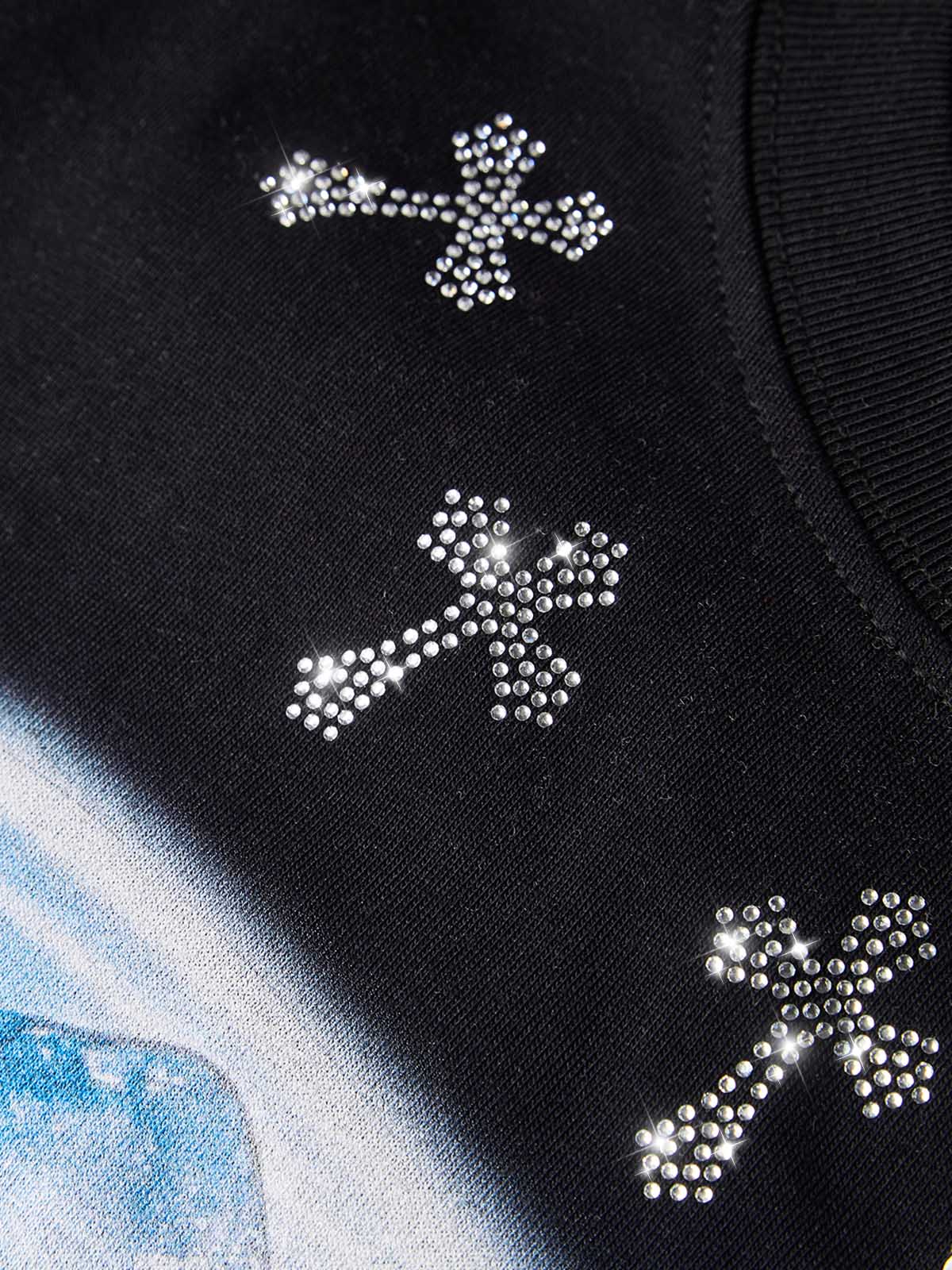 NOISSEY "Lean Blessing" Black Vest - Diamond Rhinestone Graphic