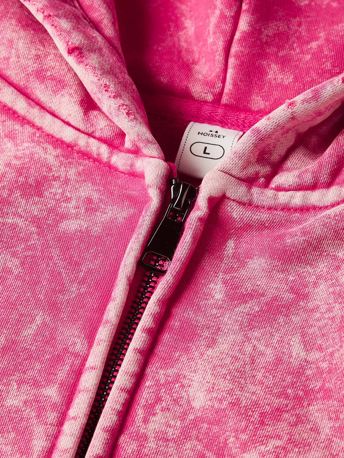NOISSEY Acid-Washed Pink Braided Hair Culture Full-Zip Hoodie - Washed Pink