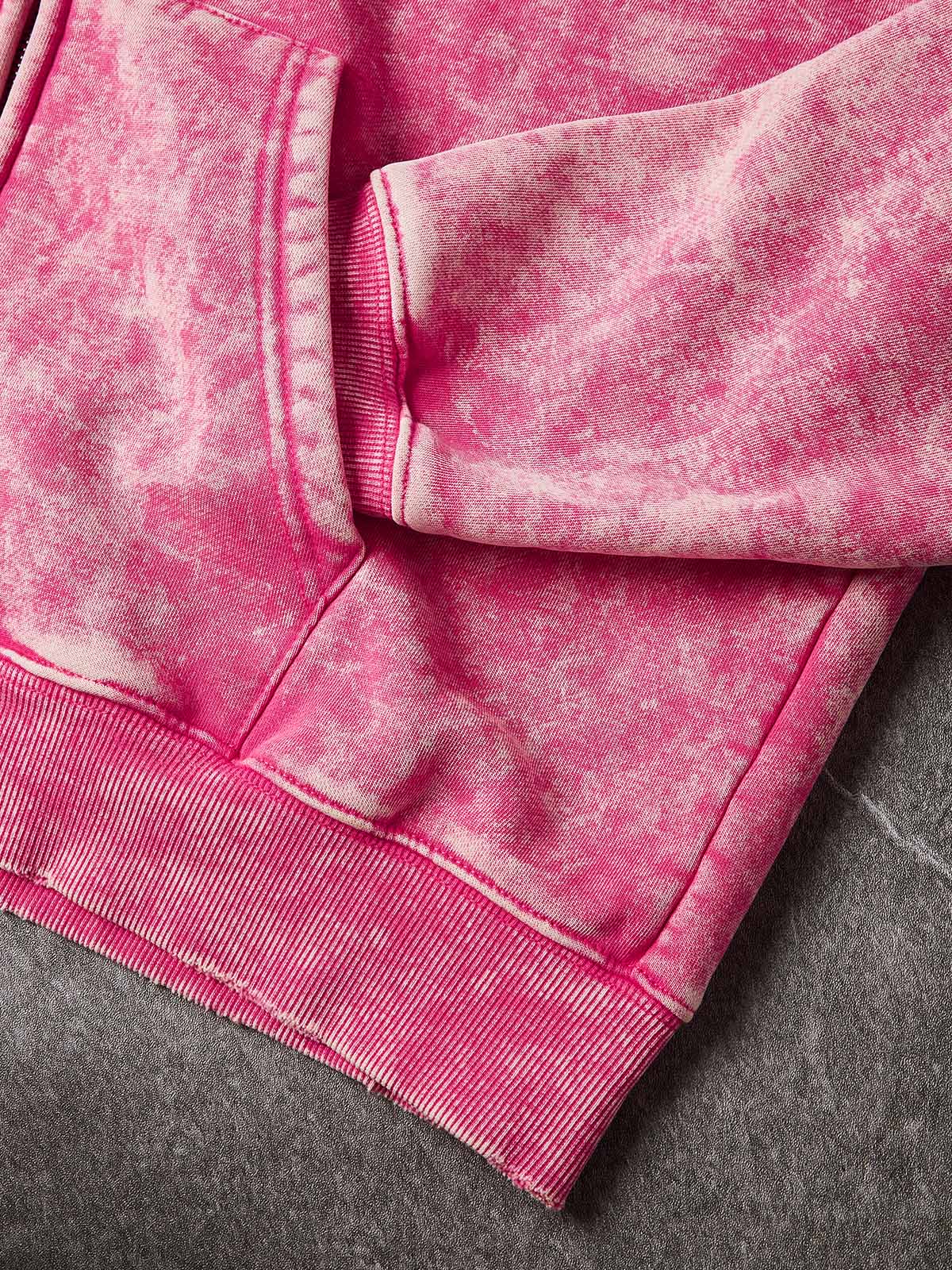 NOISSEY Acid-Washed Pink Braided Hair Culture Full-Zip Hoodie - Washed Pink