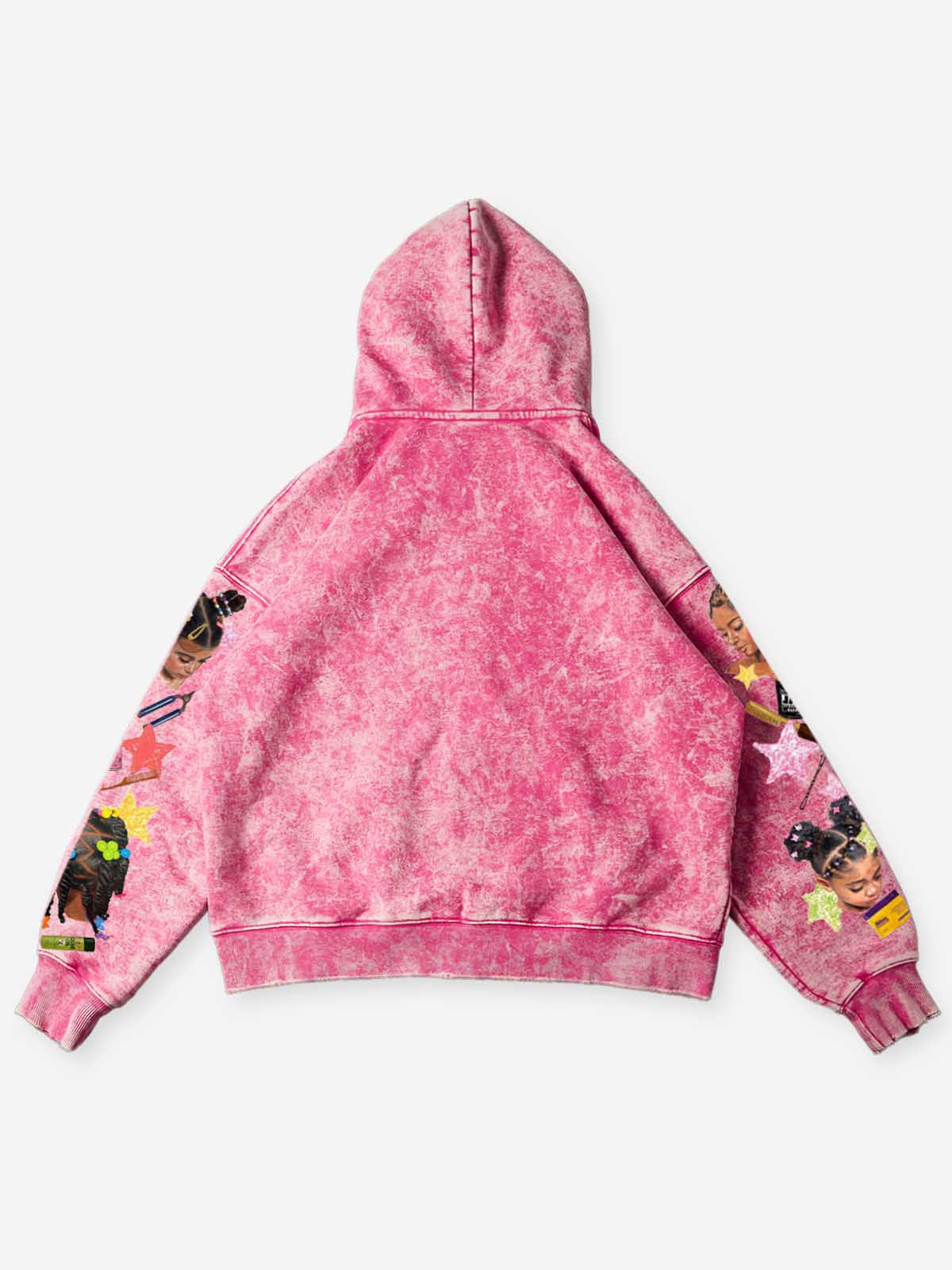 NOISSEY Acid-Washed Pink Braided Hair Culture Full-Zip Hoodie - Washed Pink