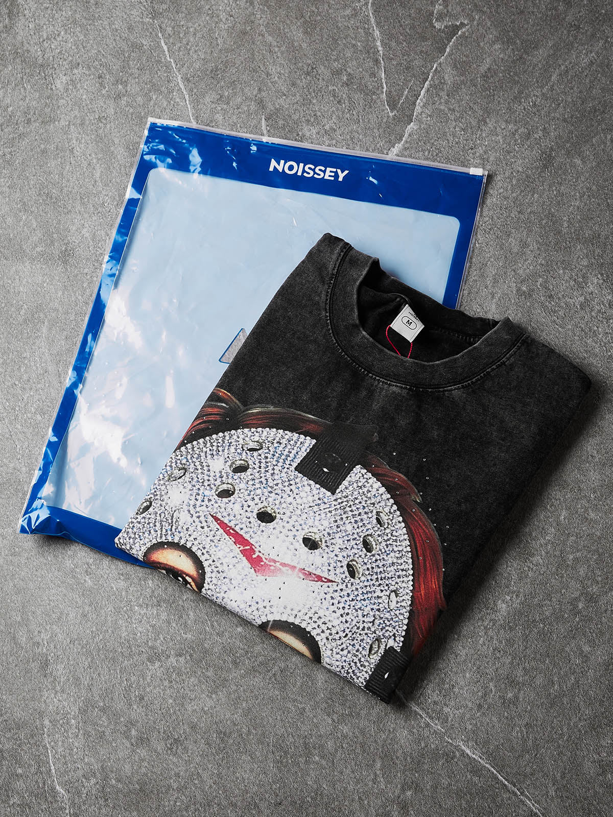 NOISSEY "Friday the 13th" Iced-Out Jason Graphic T-Shirt - Vintage Black