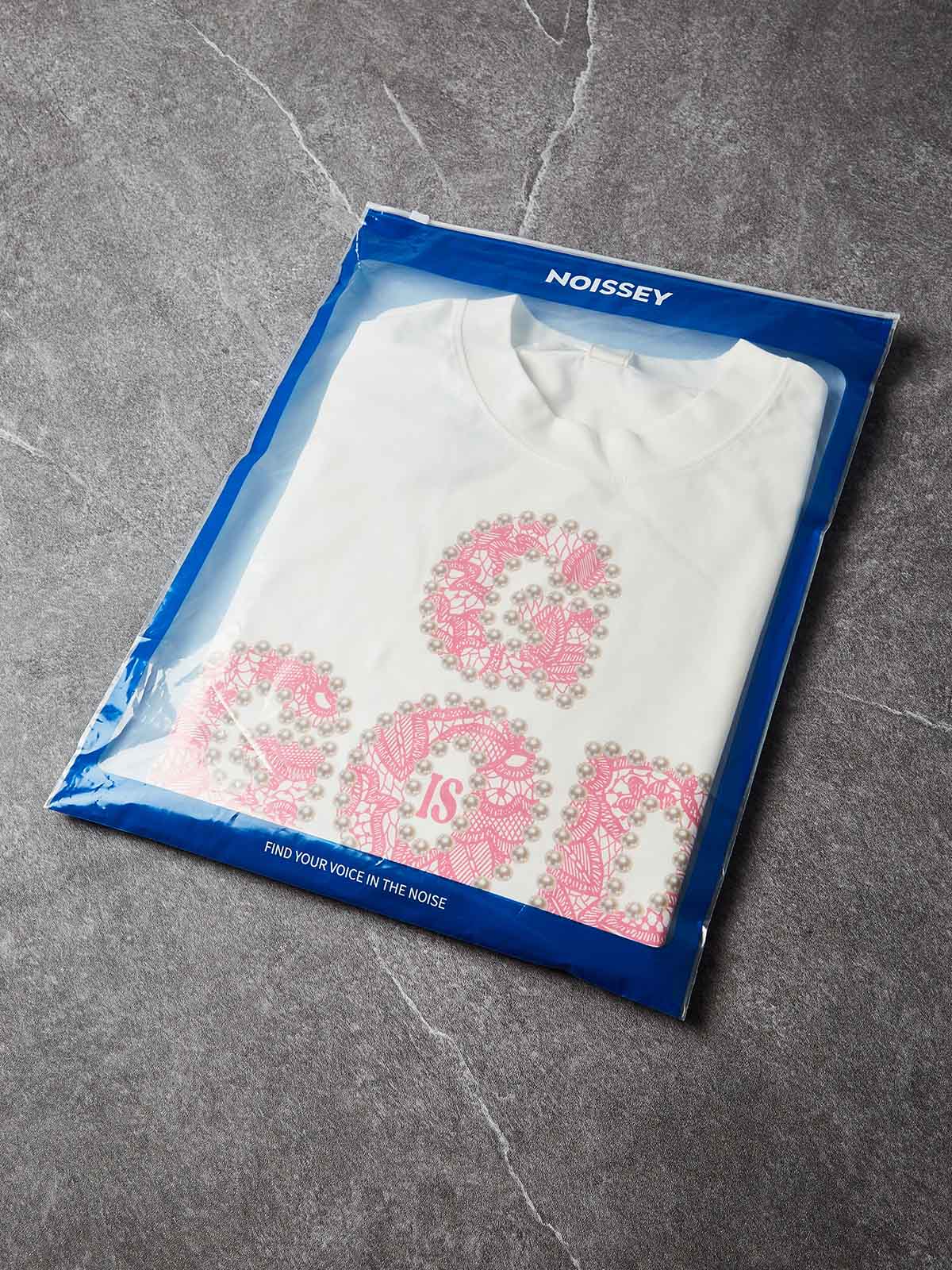 GOD IS GOOD! Lace Pearl Edge Printed T-shirt