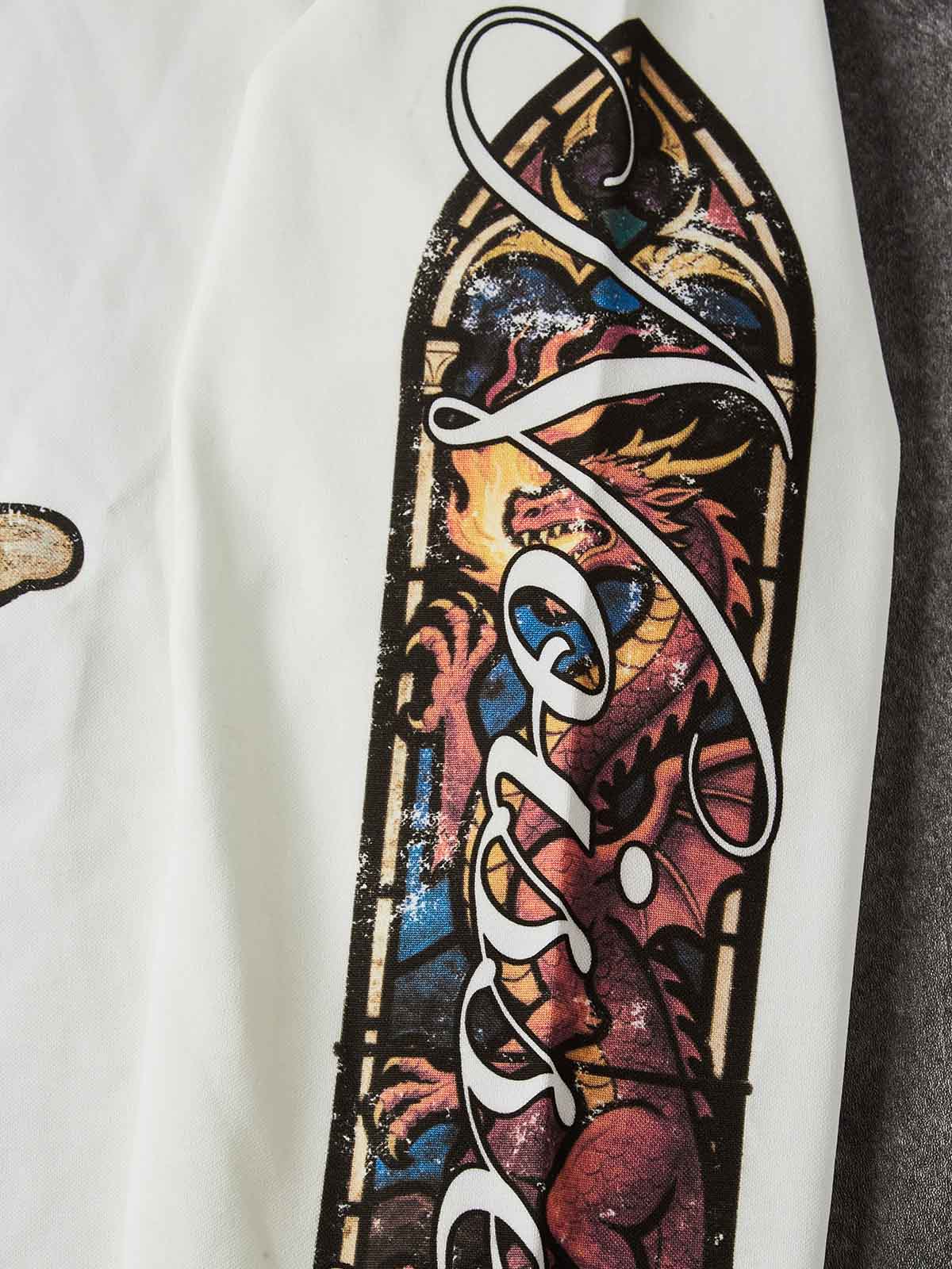 NOISSEY "Slay Your Dragon" White Long-Sleeve - Stained Glass Graphic