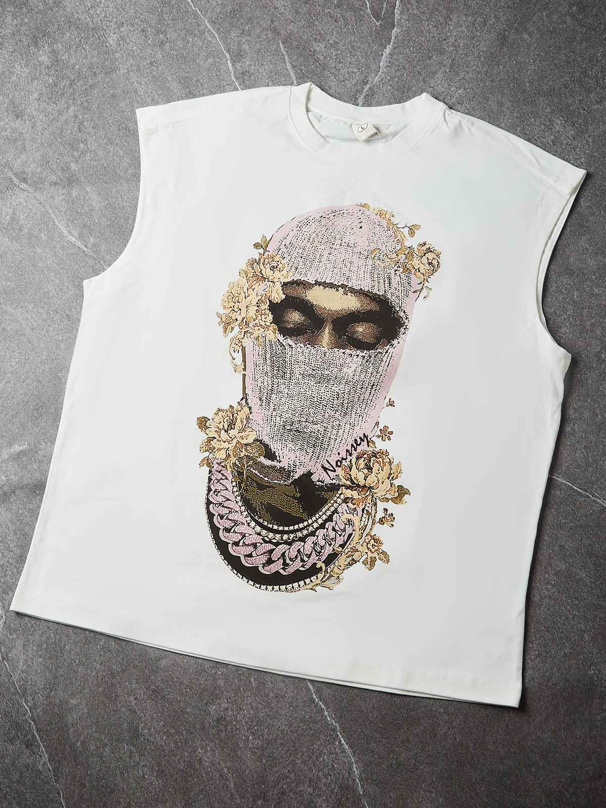 NOISSEY Vintage Knit Balaclava Print Tank Top
