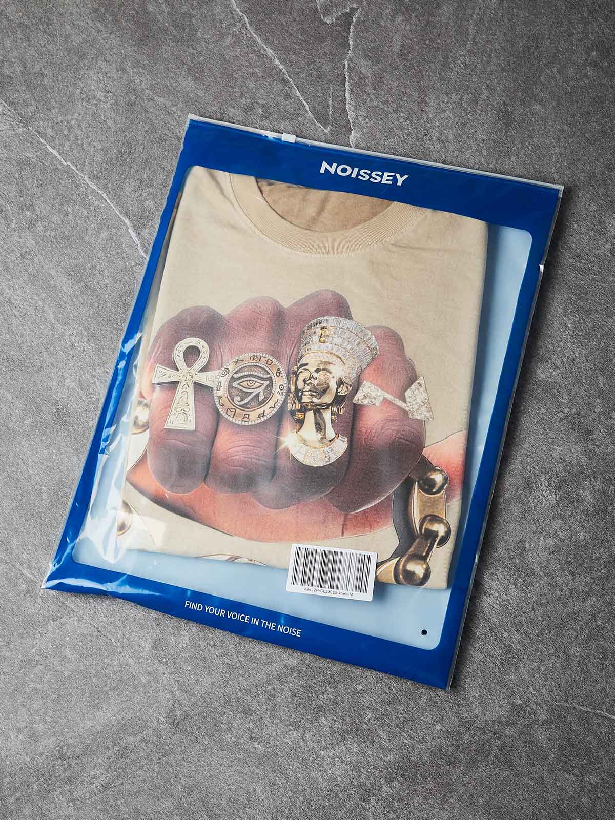 NOISSEY "Horus Gold" Pharaoh Graphic Tee - Vintage Washed Sand