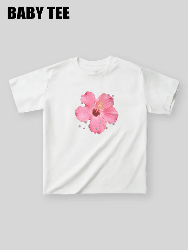 T-shirt bébé à motif azalée rose diamant