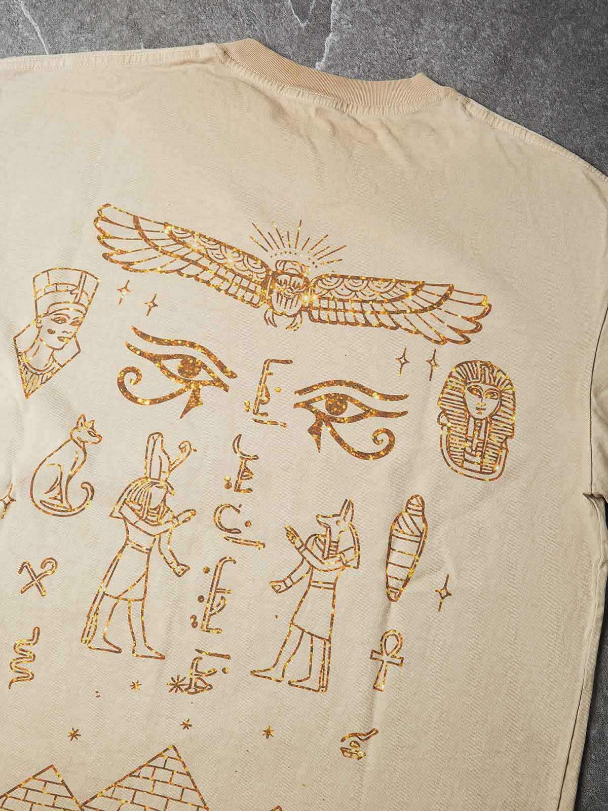 NOISSEY "Horus Gold" Pharaoh Graphic Tee - Vintage Washed Sand