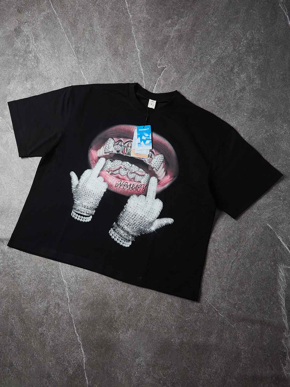 NOISSEY "The Last Supper Grillz" Graphic Tee - Heavyweight Jet Black