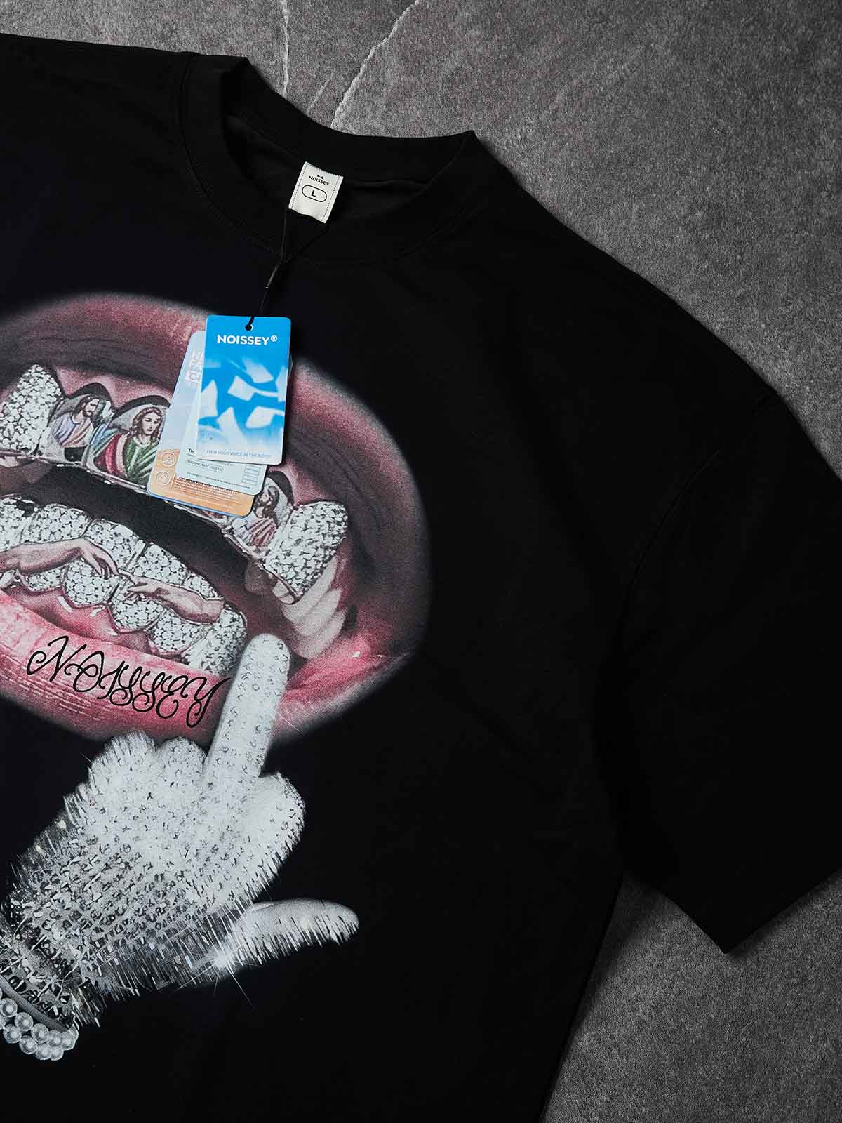 NOISSEY "The Last Supper Grillz" Graphic Tee - Heavyweight Jet Black