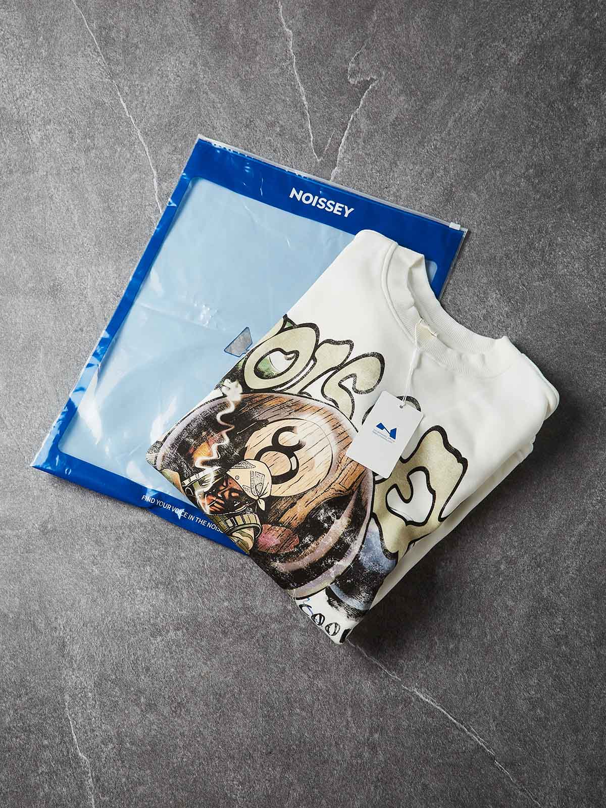 NOISSEY "Money is a Legal Drug" Camo Splice Sweatshirt - Premium Bone White
