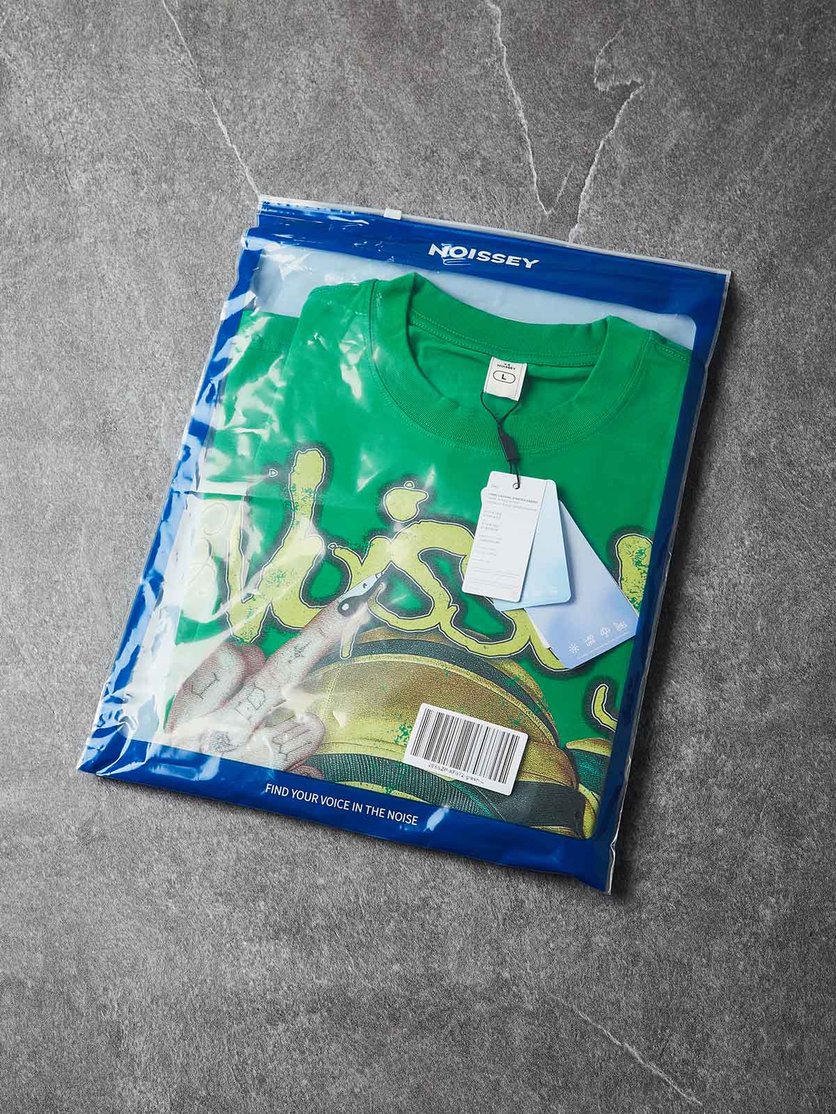 NOISSEY "God's Way" Masked Graphic Tee - Vibrant Street Green