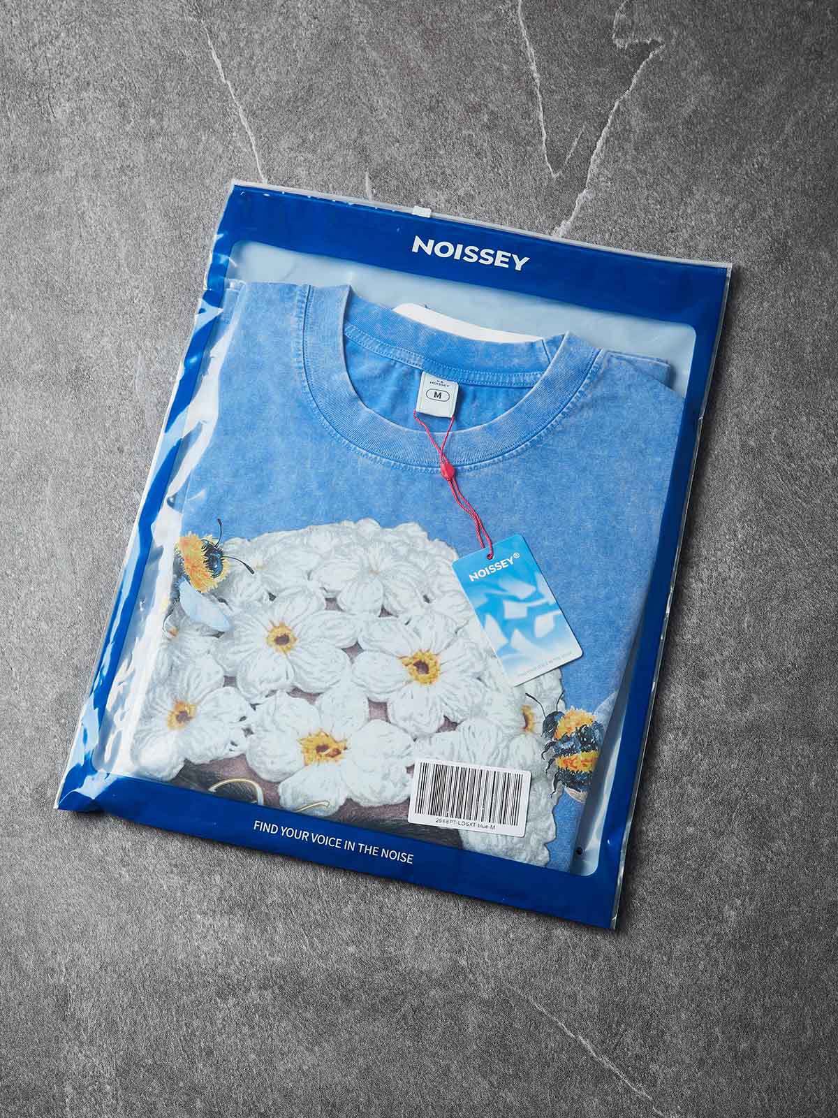 NOISSEY "Stardust Daisy" Mask Graphic Tee - Premium Mineral Wash Blue