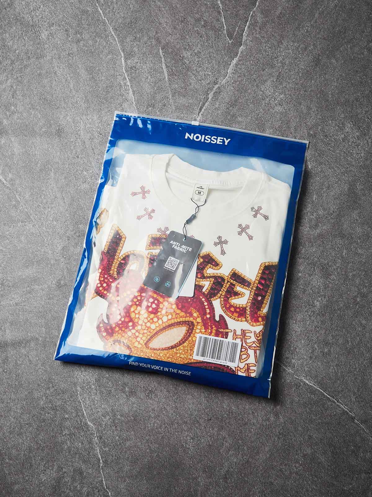 NOISSEY "They Doubted Me" Iced-Out Character Graphic Long Sleeve - Studio White
