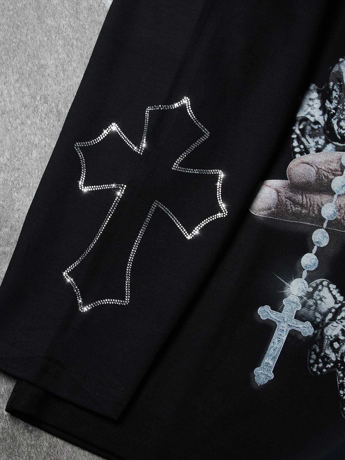 NOISSEY "Iced-out Rosary" Graphic Sweatshirt - Heavyweight Jet Black