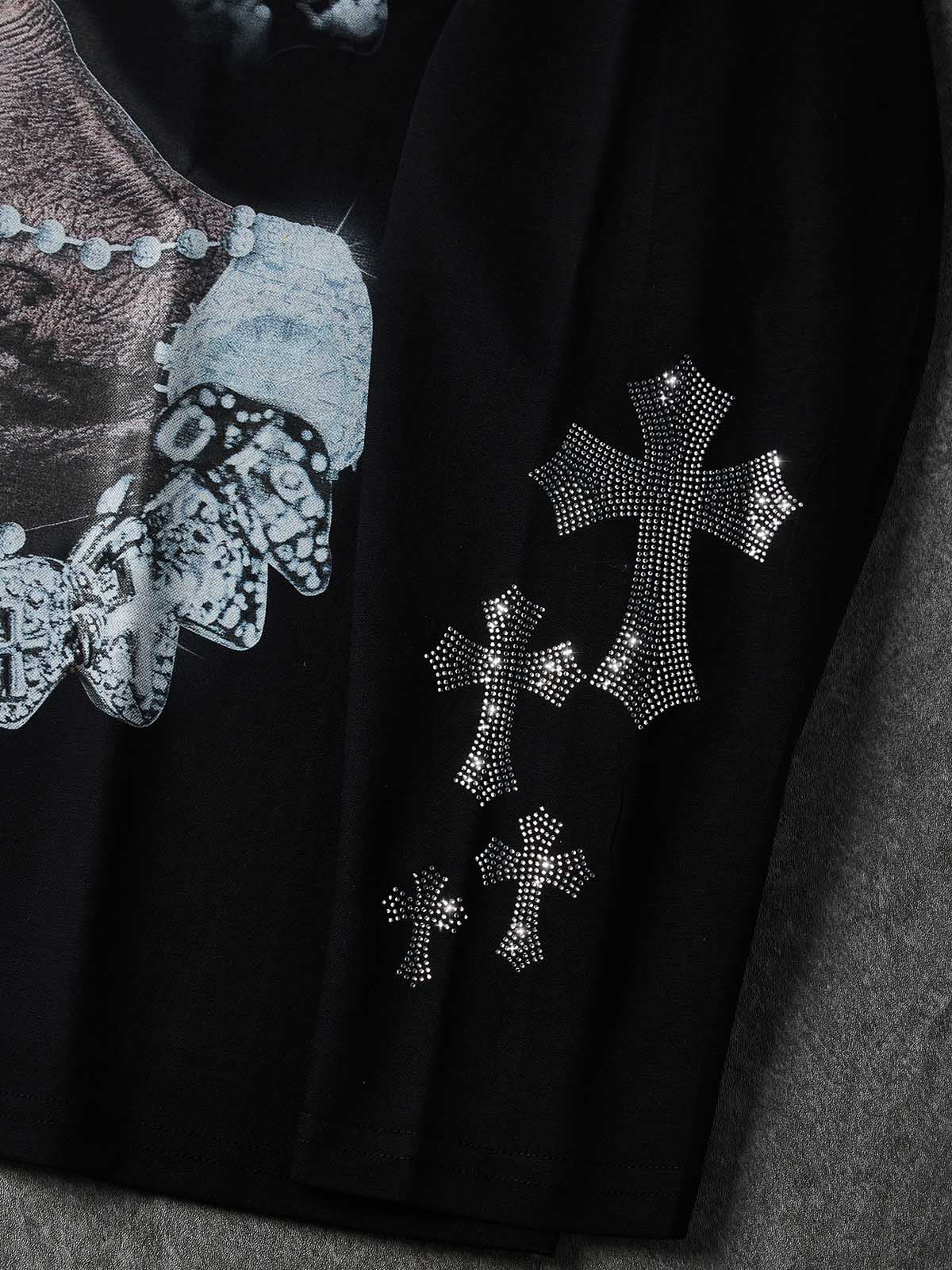 NOISSEY "Iced-out Rosary" Graphic Sweatshirt - Heavyweight Jet Black