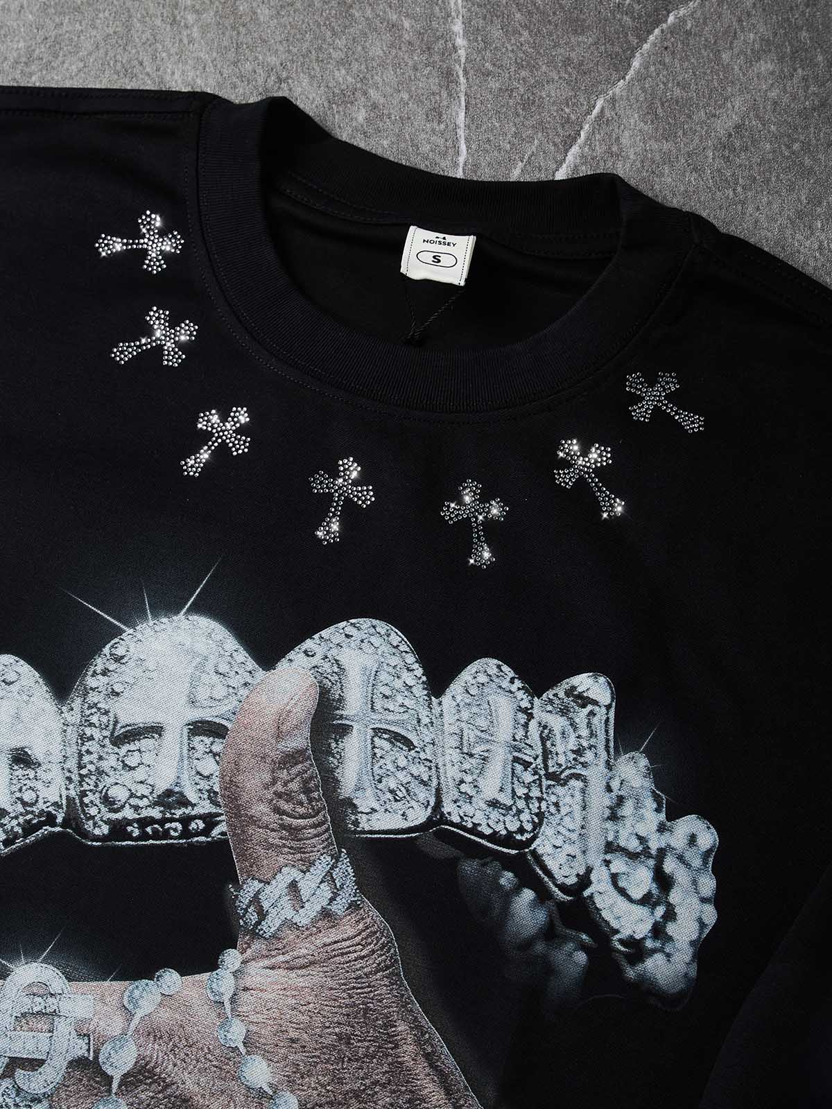 NOISSEY "Iced-out Rosary" Graphic Sweatshirt - Heavyweight Jet Black
