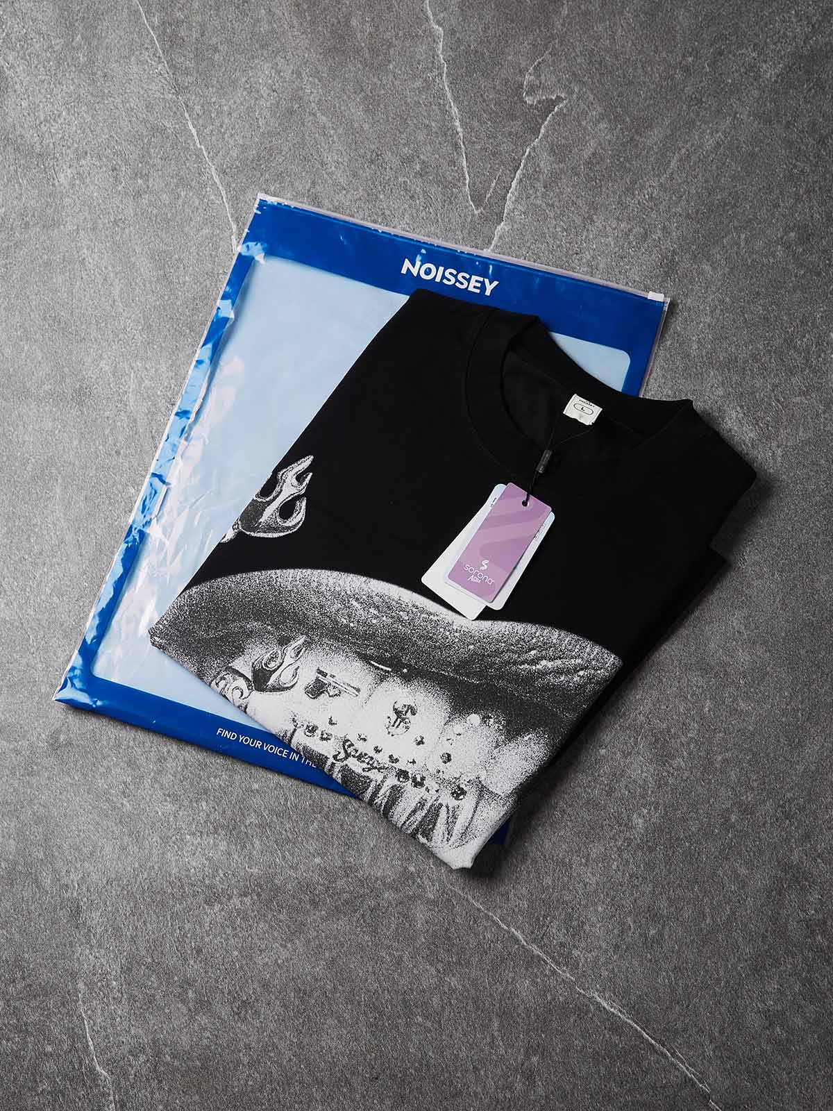 NOISSEY "Gun & Dice" Grillz Cooling Boxy Tee - Black