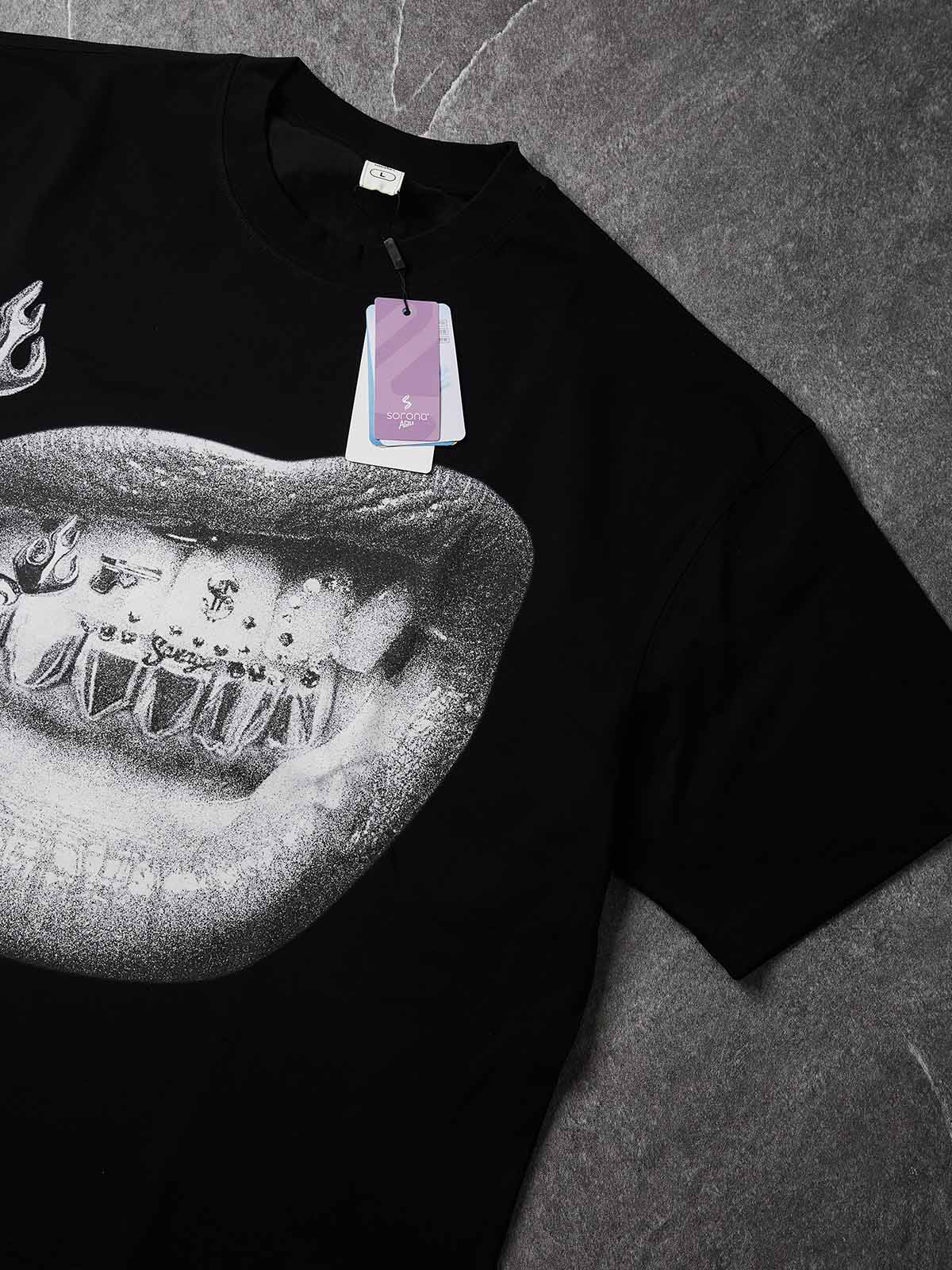 NOISSEY "Gun & Dice" Grillz Cooling Boxy Tee - Black