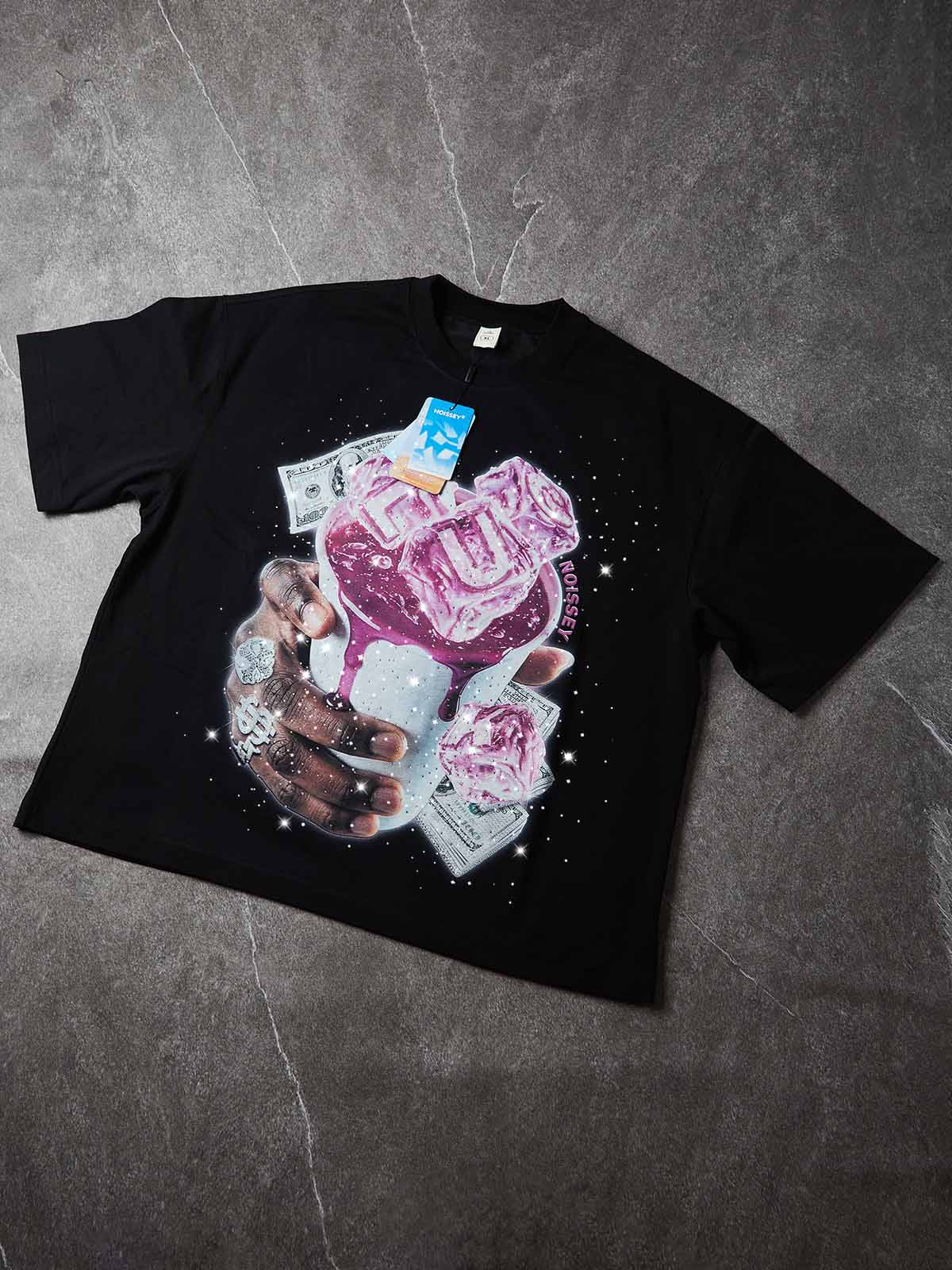 NOISSEY "Purple Lean" Graphic Tee - Heavyweight Boxy Black