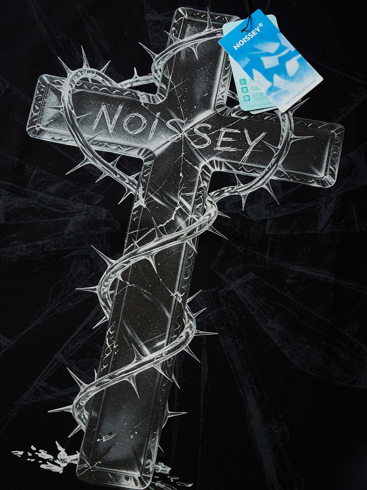 NOISSEY "Glass Cross" Heavyweight Long Sleeve - Cyber Gothic Black