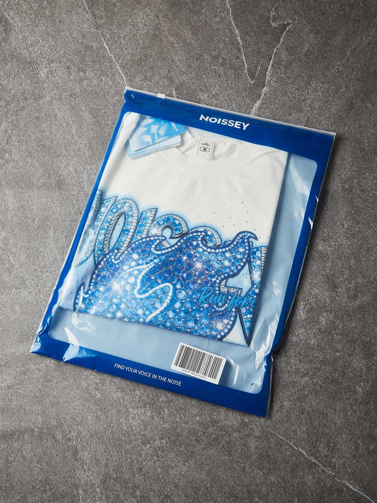 NOISSEY "Blue Ice Flame" Iced-Out Character Tank Top - Heavyweight White