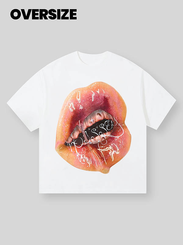 BOUNCE BACK© Sexy Pink Lips Print T-shirt