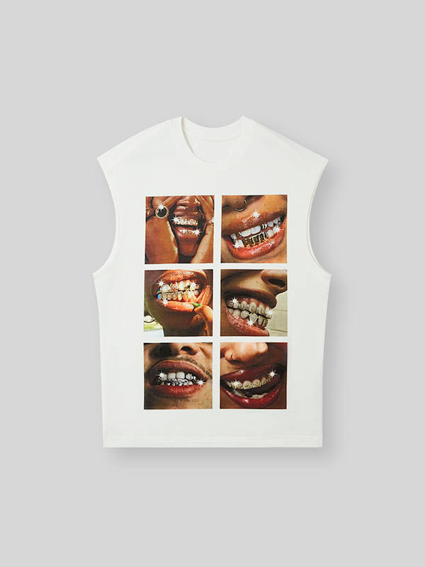 Personalized Sparkle Grills Combination Printed Round Neck Tank Top
