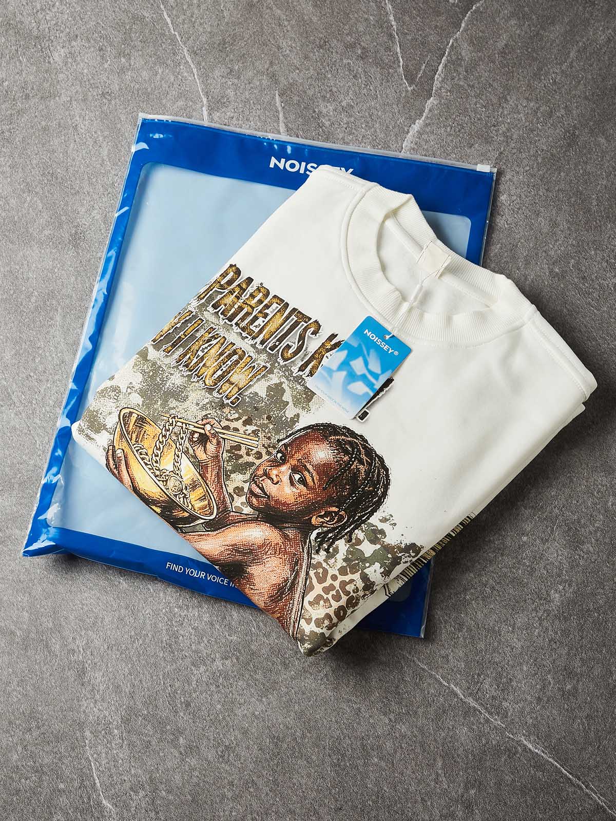 NOISSEY "Legacy Knowledge" Woodland Camo Layered Child Portrait Heavyweight Sweatshirt