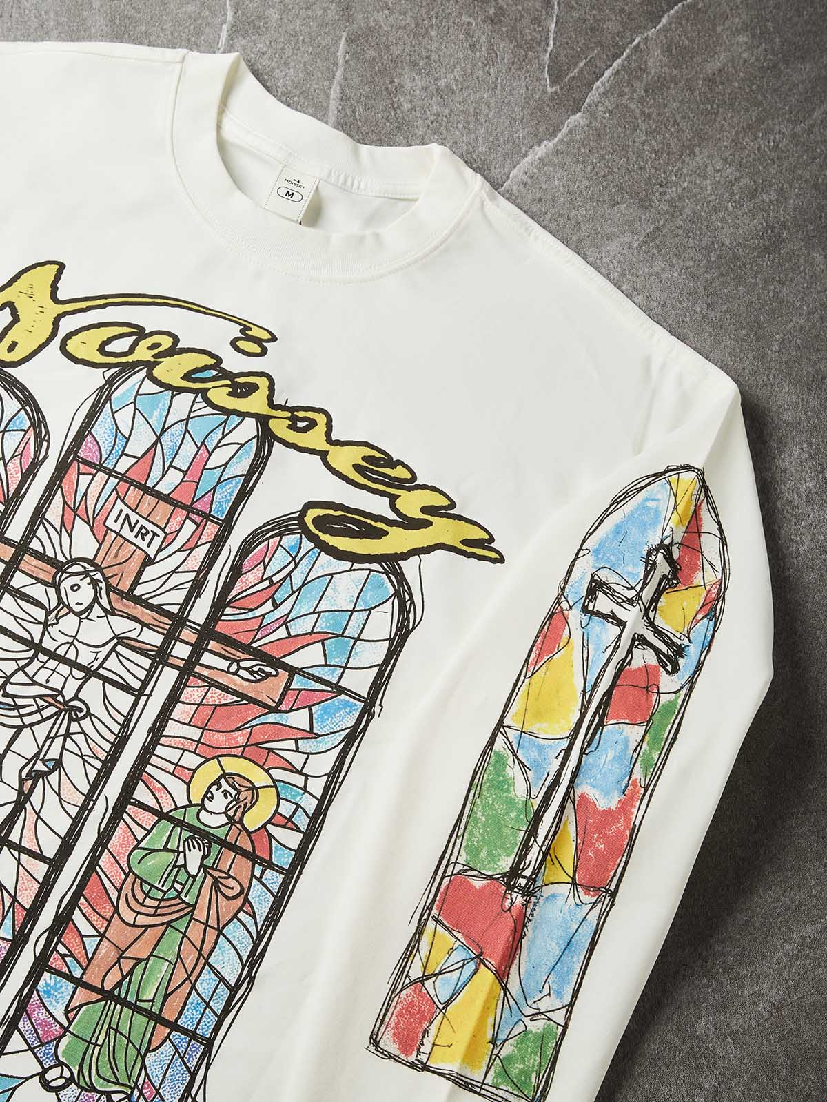 NOISSEY "Sacred Window" Hand-Drawn Stained Glass Religion Long Sleeve