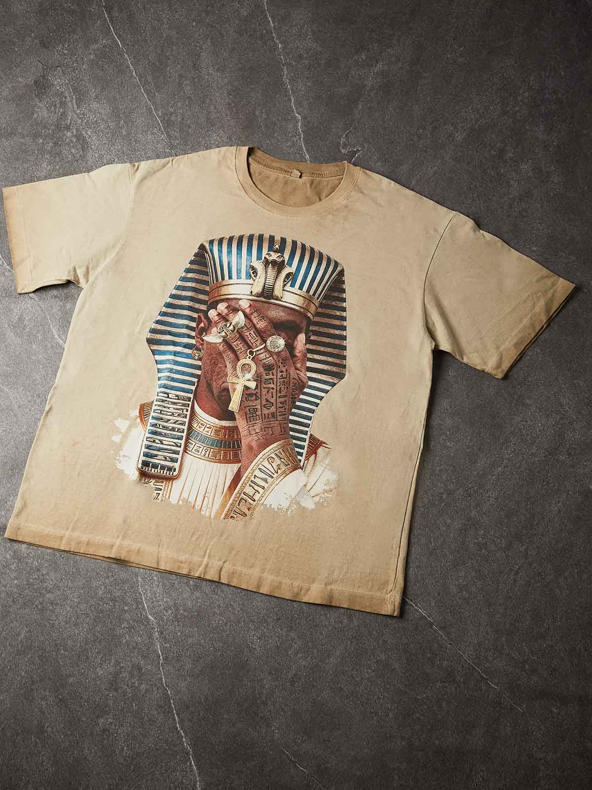 NOISSEY "Pharaoh's Legacy" King Tutankhamun Golden Ankh Eye of Horus Oversized Tee